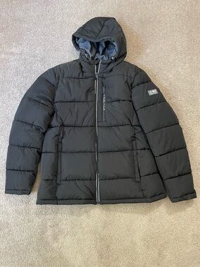 Nautica Men’s Black Quilted Hooded Puffer Jacket